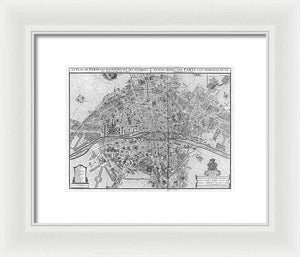 Old Map Of Paris 1742 - Framed Print