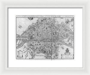 Old Map Of Paris 1742 - Framed Print