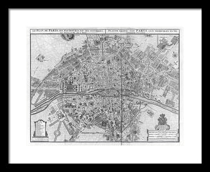 Old Map Of Paris 1742 - Framed Print