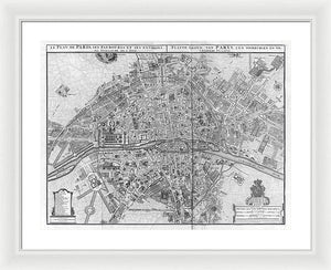 Old Map Of Paris 1742 - Framed Print