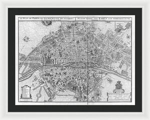 Old Map Of Paris 1742 - Framed Print