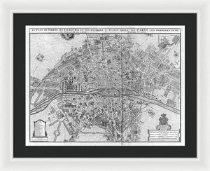 Old Map Of Paris 1742 - Framed Print