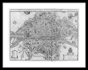 Old Map Of Paris 1742 - Framed Print