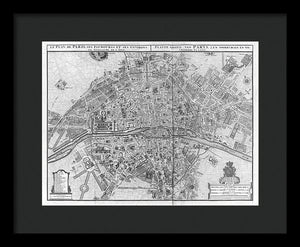 Old Map Of Paris 1742 - Framed Print