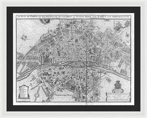 Old Map Of Paris 1742 - Framed Print