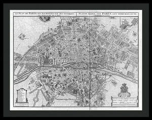 Old Map Of Paris 1742 - Framed Print