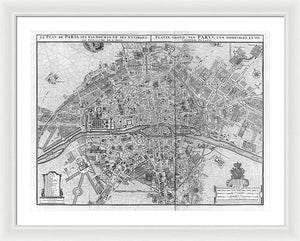 Old Map Of Paris 1742 - Framed Print