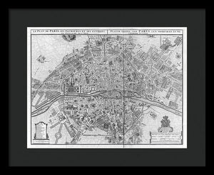 Old Map Of Paris 1742 - Framed Print