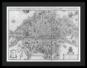 Old Map Of Paris 1742 - Framed Print