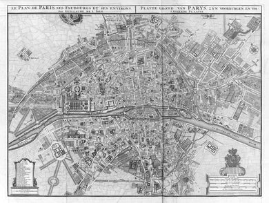 Old Map Of Paris 1742 - Art Print