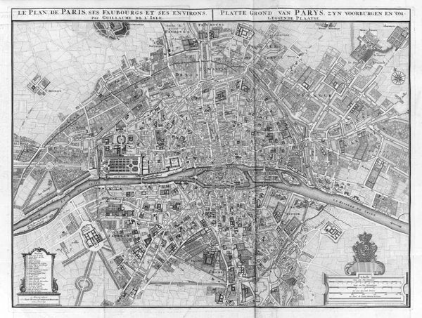 Old Map Of Paris 1742 - Art Print