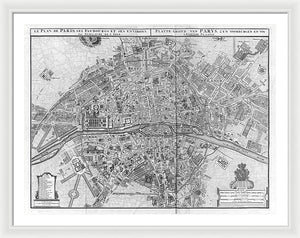 Old Map Of Paris 1742 - Framed Print