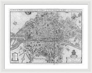 Old Map Of Paris 1742 - Framed Print