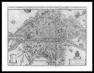 Old Map Of Paris 1742 - Framed Print