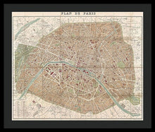 Load image into Gallery viewer, Old Map Paris 1894 - Framed Print