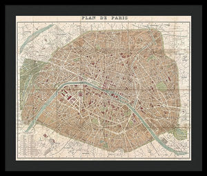 Old Map Paris 1894 - Framed Print