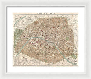 Old Map Paris 1894 - Framed Print