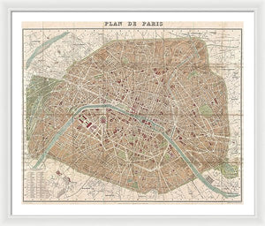 Old Map Paris 1894 - Framed Print