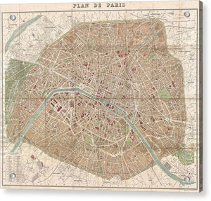 Old Map Paris 1894 - Acrylic Print