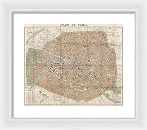 Old Map Paris 1894 - Framed Print