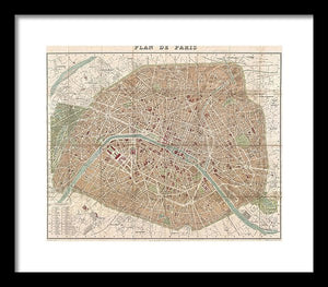 Old Map Paris 1894 - Framed Print