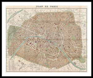 Old Map Paris 1894 - Framed Print