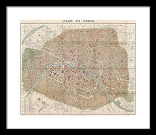 Load image into Gallery viewer, Old Map Paris 1894 - Framed Print