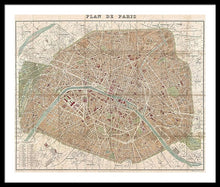 Load image into Gallery viewer, Old Map Paris 1894 - Framed Print