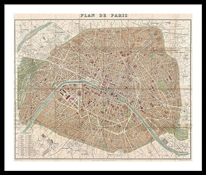 Old Map Paris 1894 - Framed Print