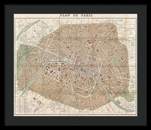 Old Map Paris 1894 - Framed Print