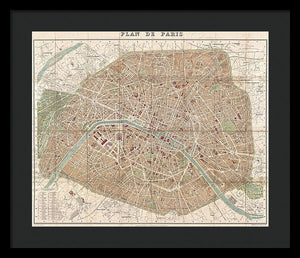 Old Map Paris 1894 - Framed Print