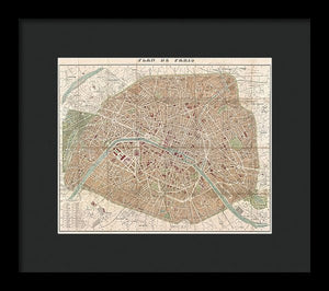 Old Map Paris 1894 - Framed Print