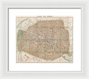 Old Map Paris 1894 - Framed Print