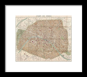 Old Map Paris 1894 - Framed Print