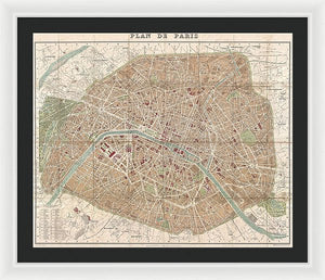 Old Map Paris 1894 - Framed Print