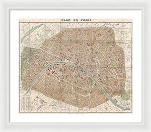 Old Map Paris 1894 - Framed Print