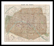 Load image into Gallery viewer, Old Map Paris 1894 - Framed Print