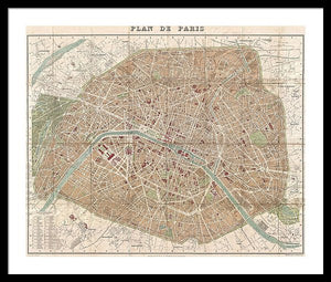 Old Map Paris 1894 - Framed Print