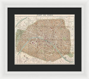 Old Map Paris 1894 - Framed Print