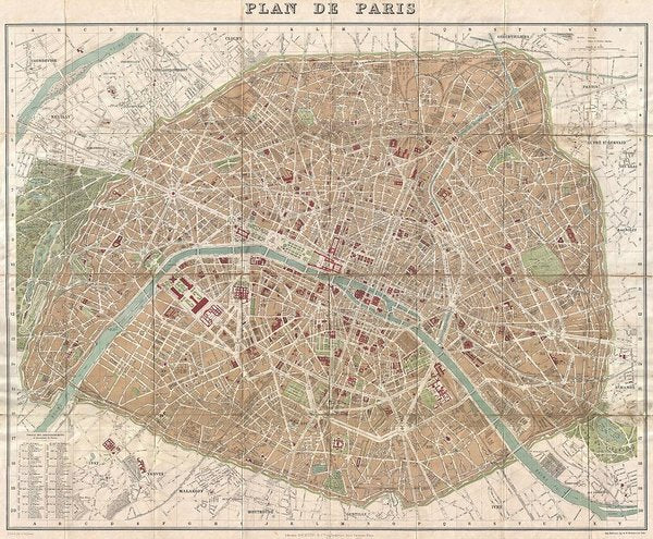 Old Map Paris 1894 - Art Print