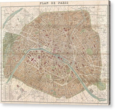 Old Map Paris 1894 - Acrylic Print