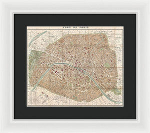 Old Map Paris 1894 - Framed Print