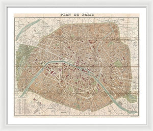 Old Map Paris 1894 - Framed Print