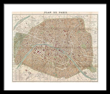 Load image into Gallery viewer, Old Map Paris 1894 - Framed Print