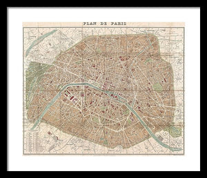 Old Map Paris 1894 - Framed Print