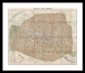 Old Map Paris 1894 - Framed Print