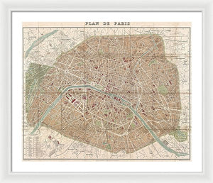 Old Map Paris 1894 - Framed Print