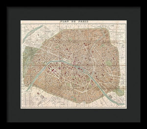 Old Map Paris 1894 - Framed Print