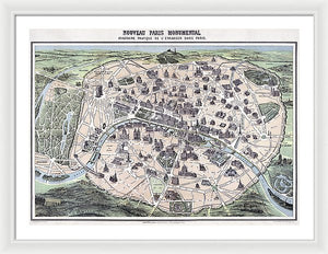 Old Historic Map Paris Monuments 1878 - Framed Print