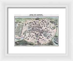 Old Historic Map Paris Monuments 1878 - Framed Print